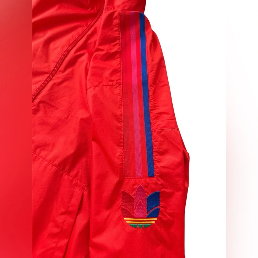 Adidas Originals Men's 3D Trefoil 3-Stripes Windbreaker Jacket Active Red Size L
